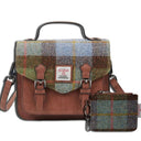 Harris Tweed & Vegan Leather Bag Matching Set 2 Chesnut Blue Gaelsong