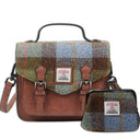 Harris Tweed & Vegan Leather Bag Matching Set 3 Chesnut Blue Gaelsong