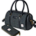 Traditional Harris Tweed Bag and Purse Matching Set 1 Black Gaelsong