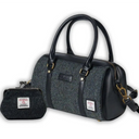 Traditional Harris Tweed Bag and Purse Matching Set 3 Black Gaelsong