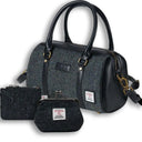 Traditional Harris Tweed Bag and Purse Matching Set 4 Black Gaelsong