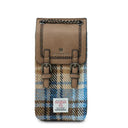 Harris Tweed Phone Pouch with Scottish Tartan Beige Gaelsong