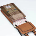 Harris Tweed Phone Pouch with Scottish Tartan Chesnut Inside View Gaelsong