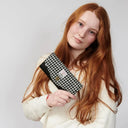 Women's Harris Tweed Long Clasp Purse Black White Lifestyle Gaelsong
