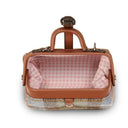 Harris Tweed & Vegan Leather Mini Doctor Bag Chesnut Blue Inside View Gaelsong