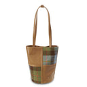 Harris Tweed & Genuine Leather Bucket Tote Bag Chesnut Blue Gaelsong