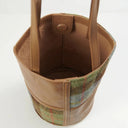 Harris Tweed & Genuine Leather Bucket Tote Bag Chesnut Blue Inside Gaelsong