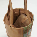 Harris Tweed & Genuine Leather Bucket Tote Bag Chesnut Blue Gaelsong