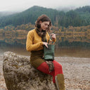 Harris Tweed & Genuine Leather Bucket Tote Bag Lifestyle Dark Green Gaelsong