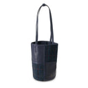 Harris Tweed & Genuine Leather Bucket Tote Bag Navy Gaelsong