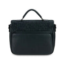 Harris Tweed & Leather Small Computer Bag Black Back View Gaelsong