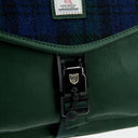 Harris Tweed & Leather Small Computer Bag Blackwatch Front View Gaelsong