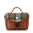 Harris Tweed & Leather Small Computer Bag Chesnut Blue Gaelsong