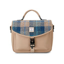 Harris Tweed & Leather Small Computer Bag Navy Beige Gaelsong