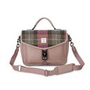 Harris Tweed & Leather Small Computer Bag Pink Green Front Gaelsong