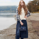 Ladies Hancrafted Harris Tweed & Leather Bag Navy Lifestyle Gaelsong