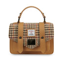 Ladies Harris Tweed & Leather Small Satchel Beige Gaelsong