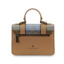 Ladies Harris Tweed & Leather Small Satchel Chesnut Blue Back View Gaelsong