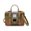 Ladies Harris Tweed & Leather Small Satchel Chesnut Blue Gaelsong