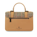 Genuine Leather & Harris Tweed Medium Satchel Beige Back View Gaelsong