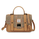 Genuine Leather & Harris Tweed Medium Satchel Beige Front View Gaelsong