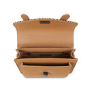 Genuine Leather & Harris Tweed Medium Satchel Beige Inside View Gaelsong