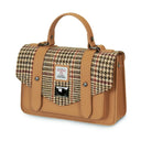 Genuine Leather & Harris Tweed Medium Satchel Beige Side View Gaelsong