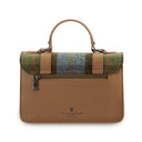 Genuine Leather & Harris Tweed Medium Satchel Chesnut Blue Back View Gaelsong