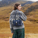 Genuine Leather & Harris Tweed Medium Satchel Navy Lifestyle Gaelsong