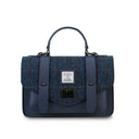 Genuine Leather & Harris Tweed Medium Satchel Navy Gaelsong