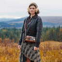 Handcrafted Harris Tweed Harley Crossbody Bag Chesnut Blue Lifestyle Gaelsong