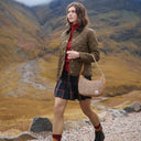 Genuine Leather Harris Tweed Handbag  Beige Color Lifestyle Gaelsong
