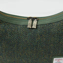 Genuine Leather Harris Tweed Handbag  Dark Green Front Gaelsong