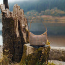 Genuine Leather Harris Tweed Handbag  Beige Gaelsong