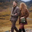 Harris Tweed & Genuine Leather Medium Satchel Dark Green Lifestyle Gaelsong