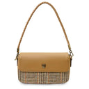 Ladies Harris Tweed & Genuine Leather Purse Beige Front View Gaelsong