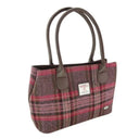 Handcrafted Harris Tweed Cassley Handbag Burgundy Pink Gaelsong