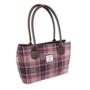 Handcrafted Harris Tweed Cassley Handbag Pink Burgundy Gaelsong
