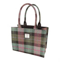 Harris Tweed Large Tote Bag in Scottish Tartan Muted Green Gaelsong