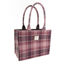 Harris Tweed Large Tote Bag in Scottish Tartan Pink Burgundy Gaelsong