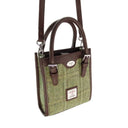 Ladies Small Harris Tweed Tote Bag Green Herringbone Gaelsong
