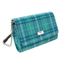 Harris Tweed Small Shoulder Bag in Scottish Tartan Teal Blue Gaelsong