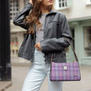 Handcrafted Harris Tweed Mini Handbag Purple Mint Lifestyle Gaelsong