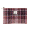 Harris Tweed Zip Pouch Bag in Tartan Pink Burgundy Gaelsong