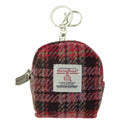 Harris Tweed Small Zip Bag in Tartan Burgundy Pink Gaelsong
