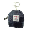 Harris Tweed Small Zip Bag in Tartan Grey Black Gaelsong