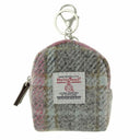Harris Tweed Small Zip Bag in Tartan Soft Pink Gaelsong