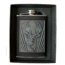 Embossed Stag Scottish Hip Flask Front View Gaelsong
