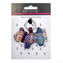 B90202 Dog Shaped Harris Tweed Keyring Green Purple Packaging Gaelsong
