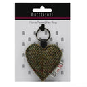 B90203 Heart Designed Harris Tweed Keyring Country Green Package Gaelsong
